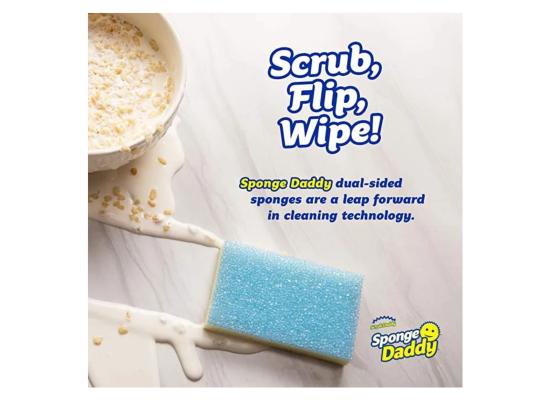 Scrub Daddy Sponge Daddy Dual-Sided Cleaning Sponge & Scrubber – Soft Sponge for Gentle Cleaning and Tough Scrubber for Stains, Durable & Versatile for Dishes and Surfaces